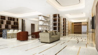3d rendering modern luxury hotel and office reception and meeting lounge